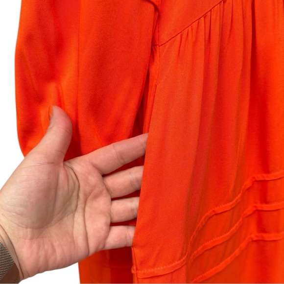 Shinestar Orange Babydoll Mini Dress M NWT Open Back Long Sleeve Boho Fall Style - Picture 7 of 11